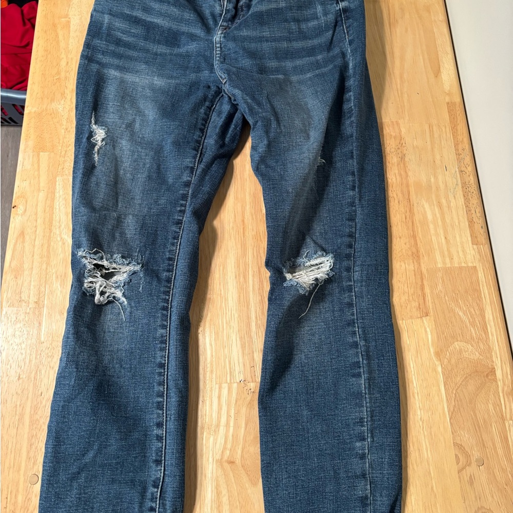 Pistola Distressed Straight Leg Jeans in Blue skinny raw ankle